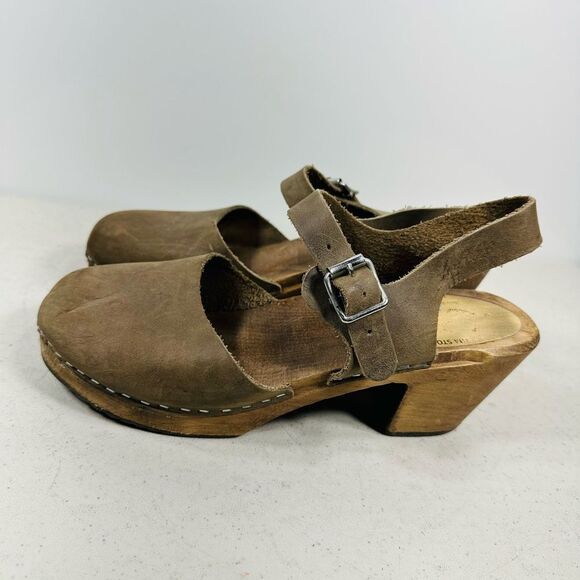 Lotta From Stockholm Women’s 40 Highwood Heels Mary Jane Clogs Brown - Picture 4 of 7
